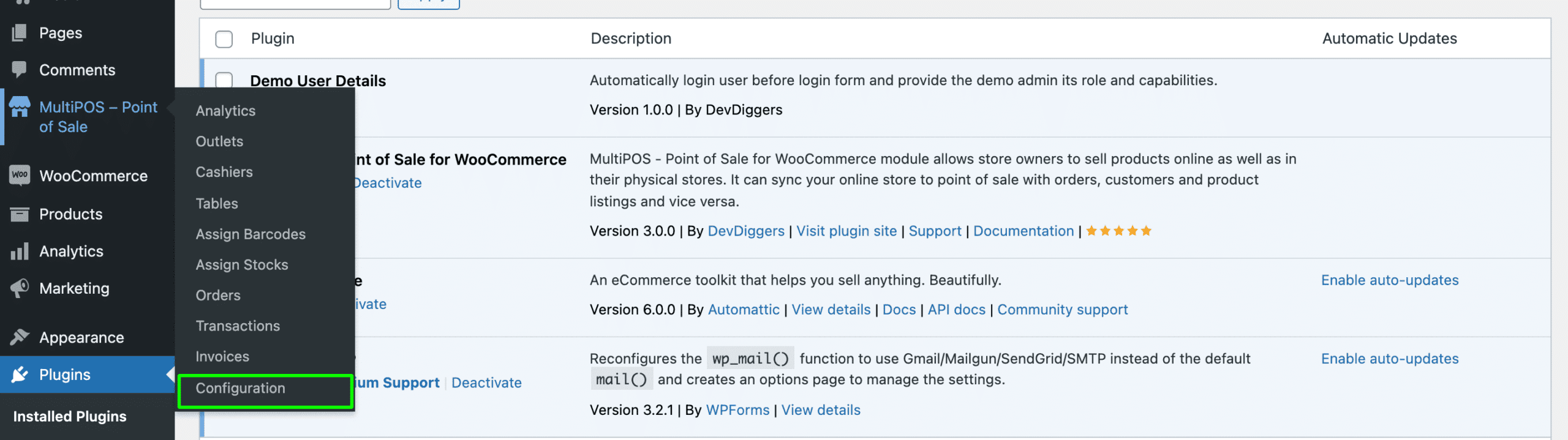 MultiPOS - Point of Sale for WooCommerce hover menu