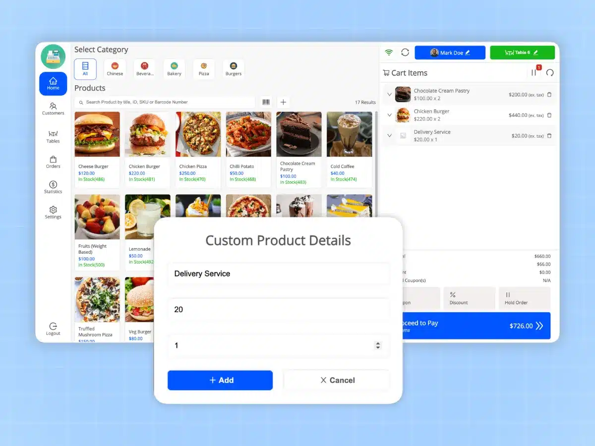 Create custom products in the POS