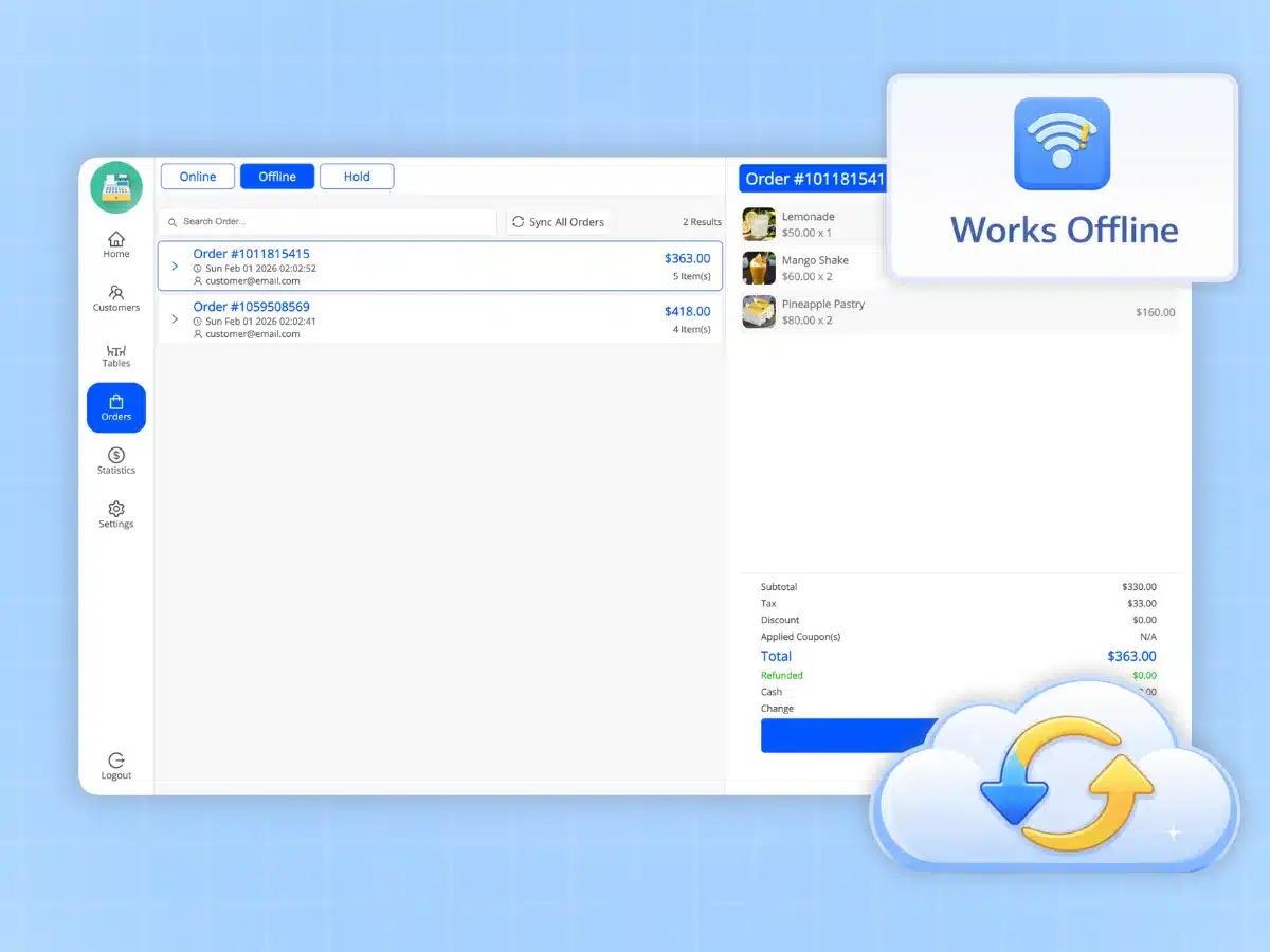Works Offline - MultiPOS offline mode interface