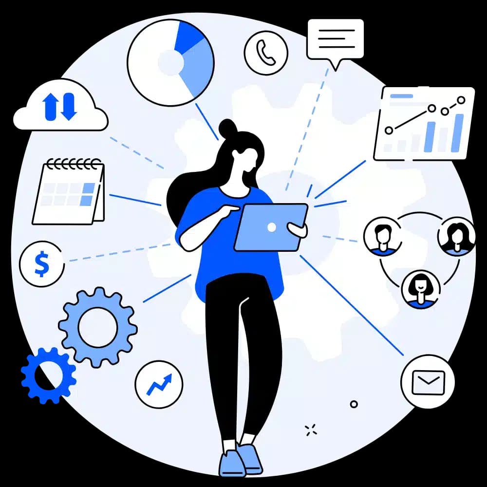 Illustration of online learning and digital services