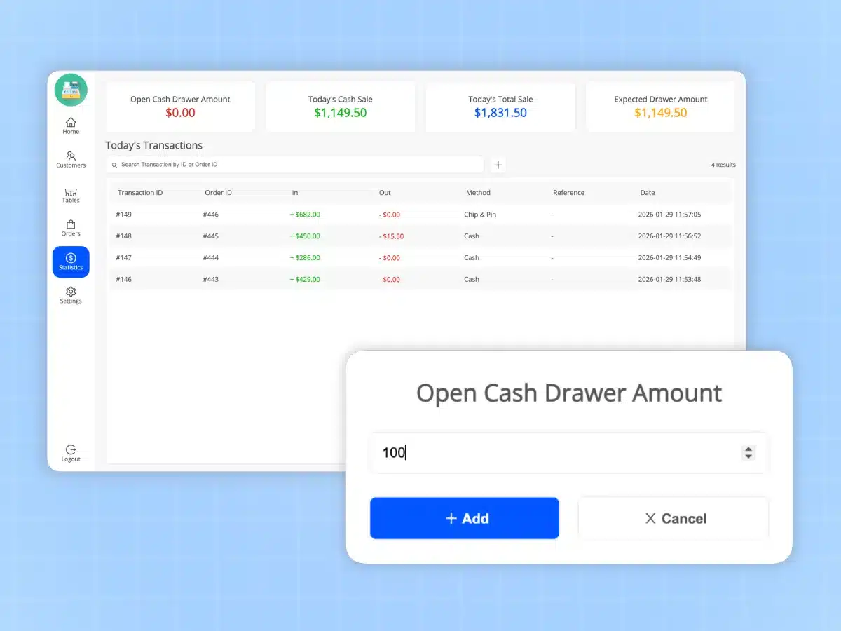 WooCommerce cash drawer management